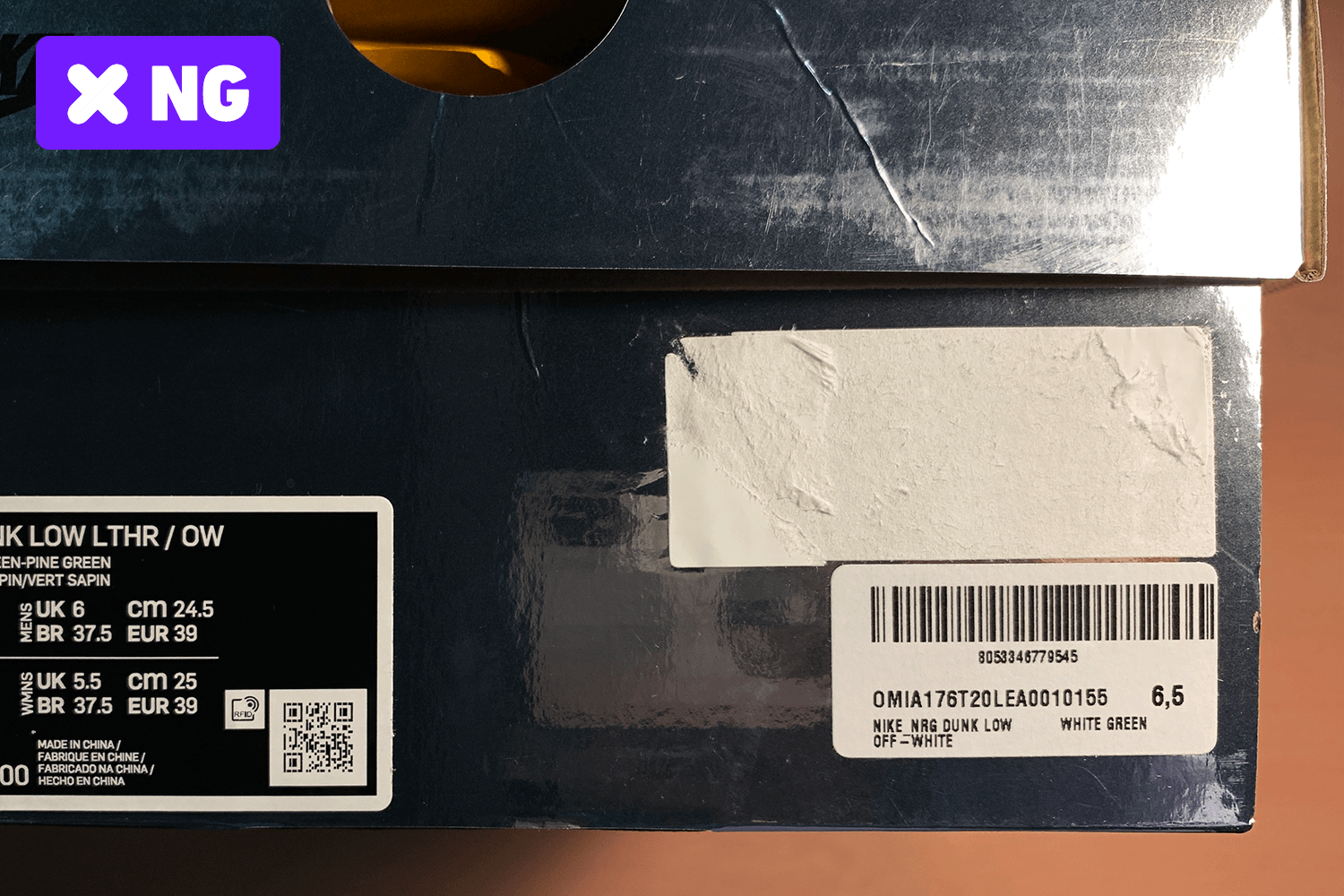 Traces of stickers directly on the box.